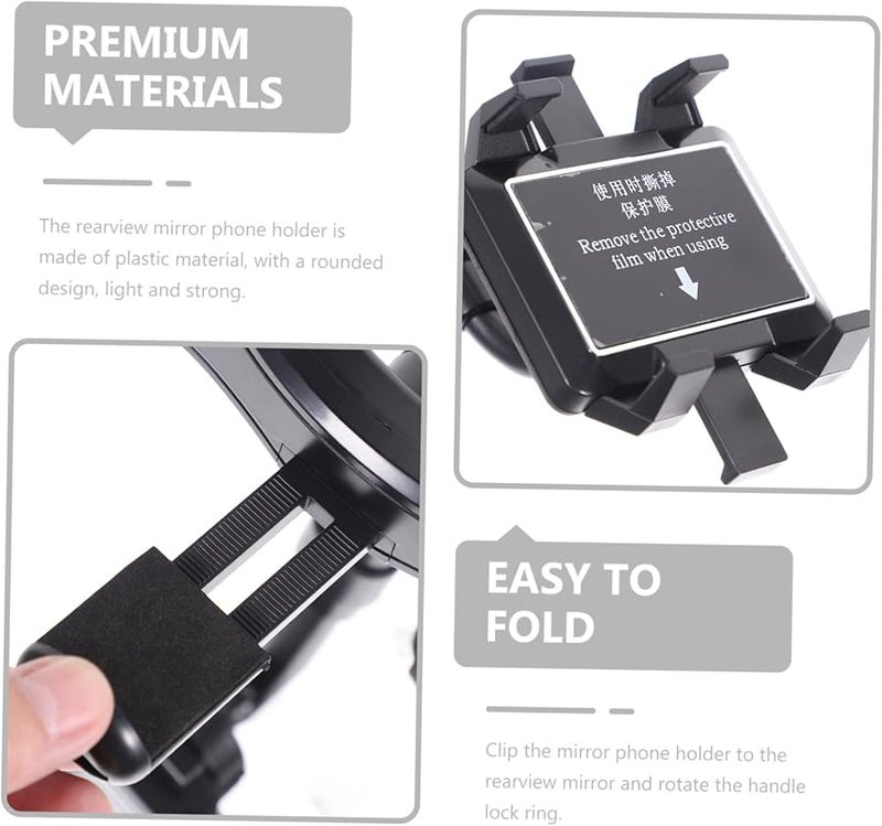 Retractable Car Phone Holder Rotatable Base Rearview Mirror Mount For Safe Driving - Image 4